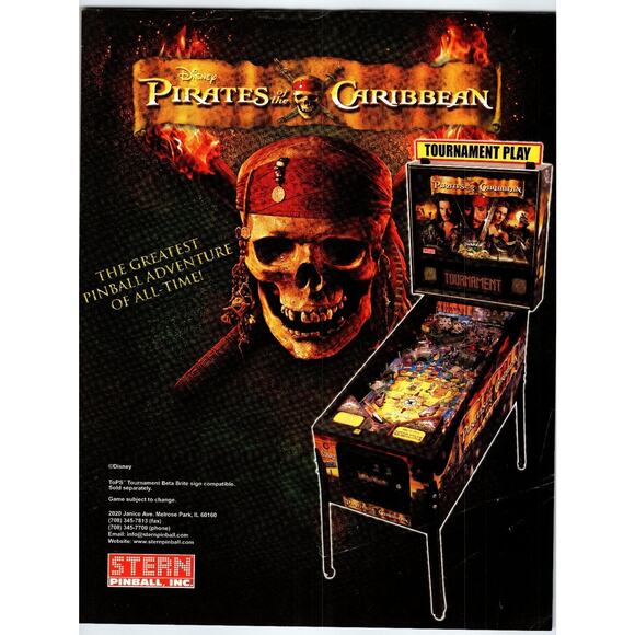 Disney Pirates of the Caribbean 2006 Stern Pinball Flyer Vintage Ephemera - Picture 1 of 2